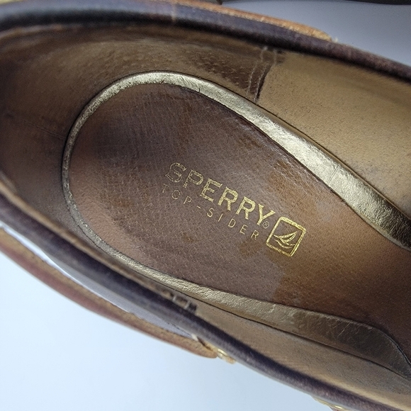 Sperry Top-Sider Seabourn Distressed Brown Oiled Leather Lace-up Wedge Size 9.5 - Picture 5 of 13